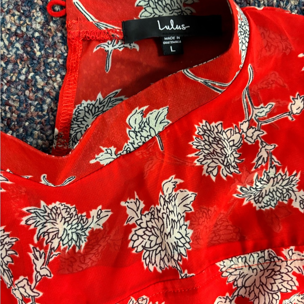 Lulus Floral Red Dress - Picture 2 of 2